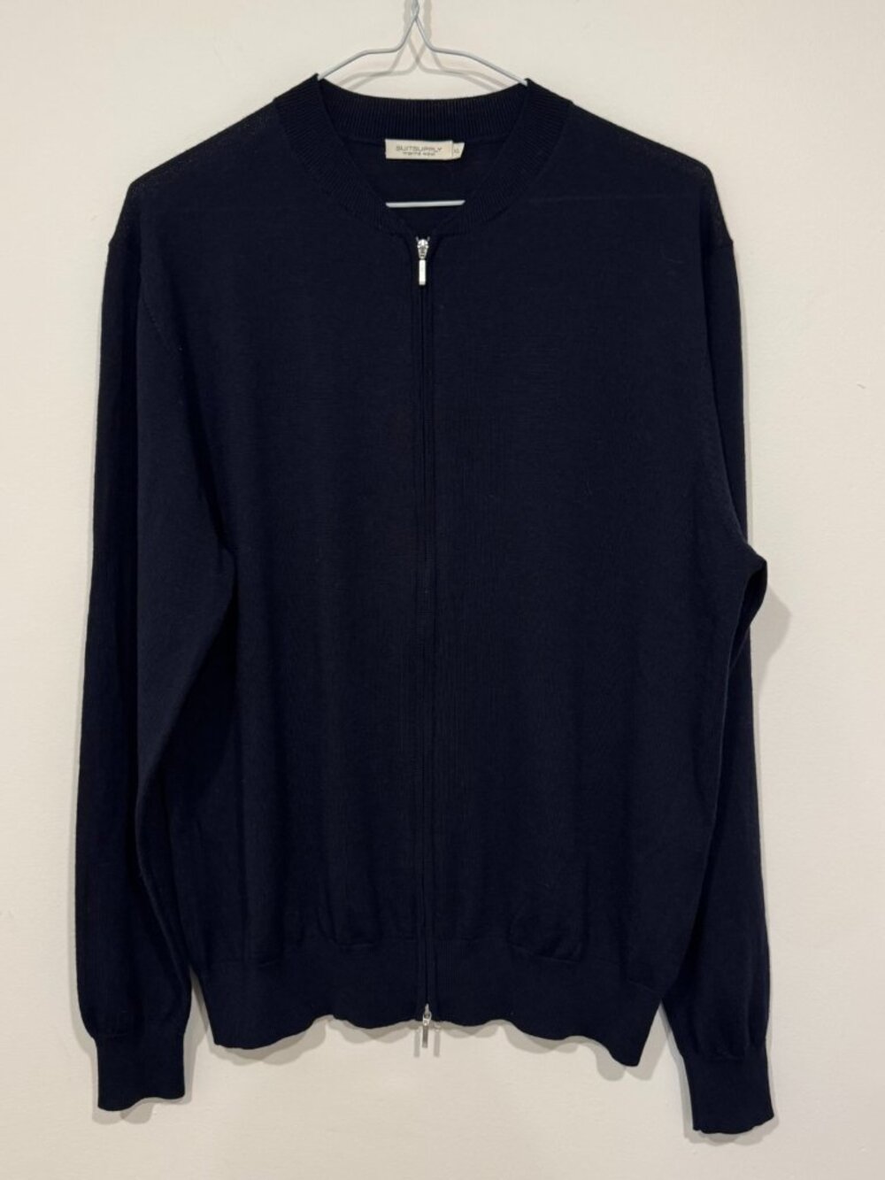 Suitsupply Navy  Full-Zip Men's Cardigan Sweater